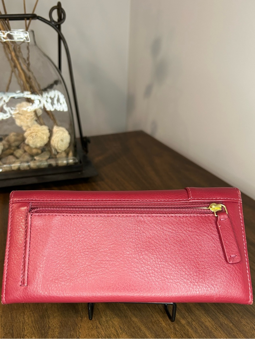 Radley London Burgundy Leather Flap Wallet Scottie Dog Logo Zip Coin Pocket - Picture 5 of 8